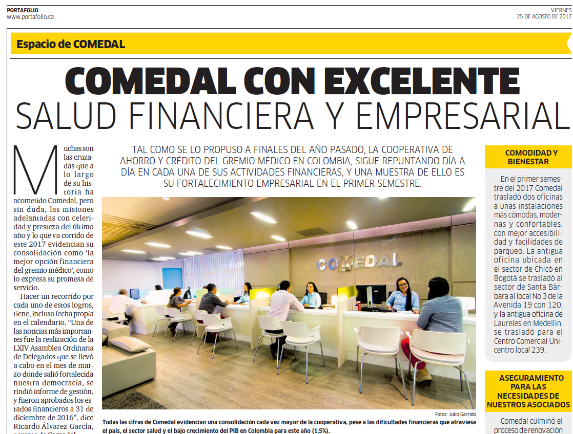 COMEDAL EN FORTAFOLIO 25 AGOSTO 2017